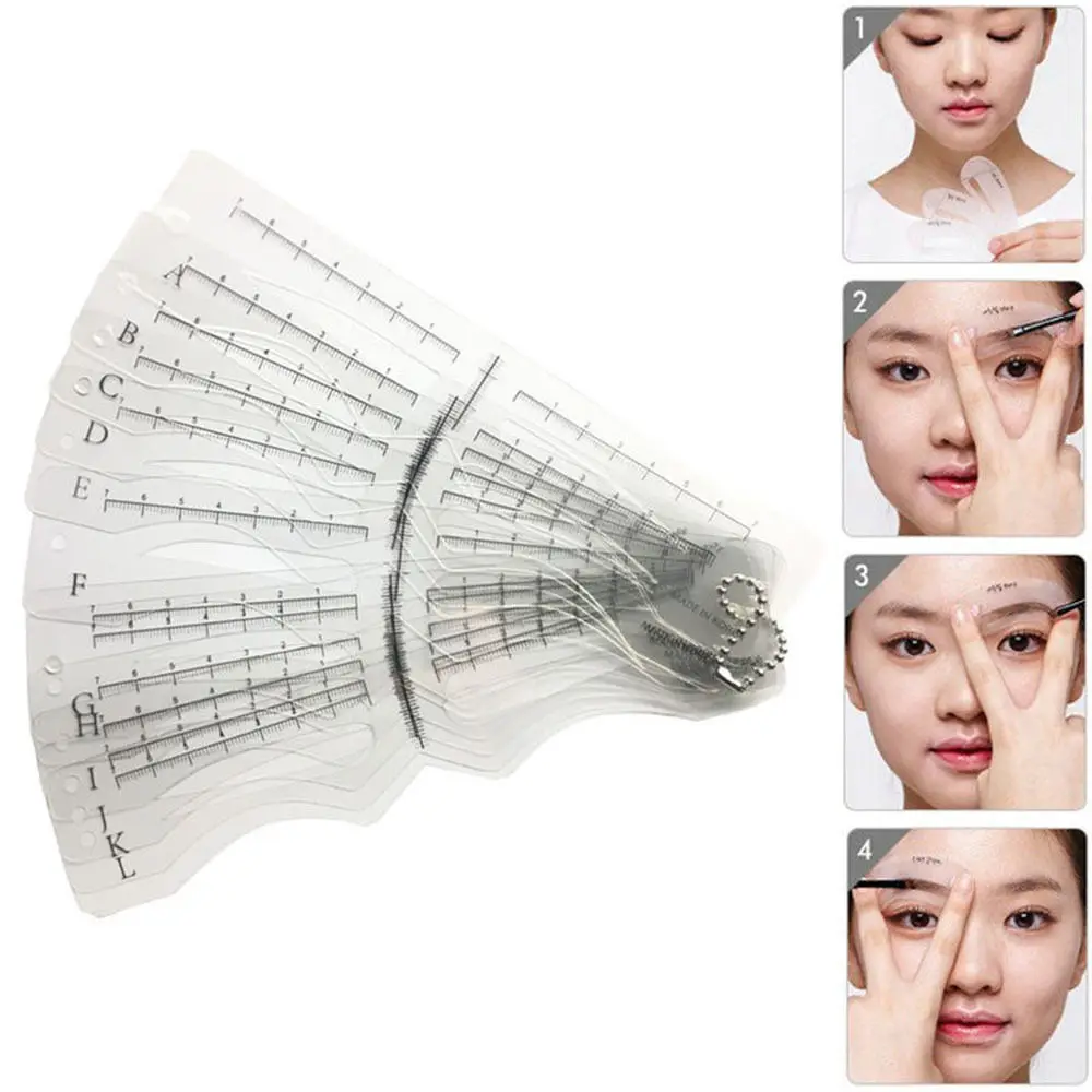 12개입 핫 뷰티 DIY 눈썹 스텐실 카드 메이크업 도구 눈썹 템플릿