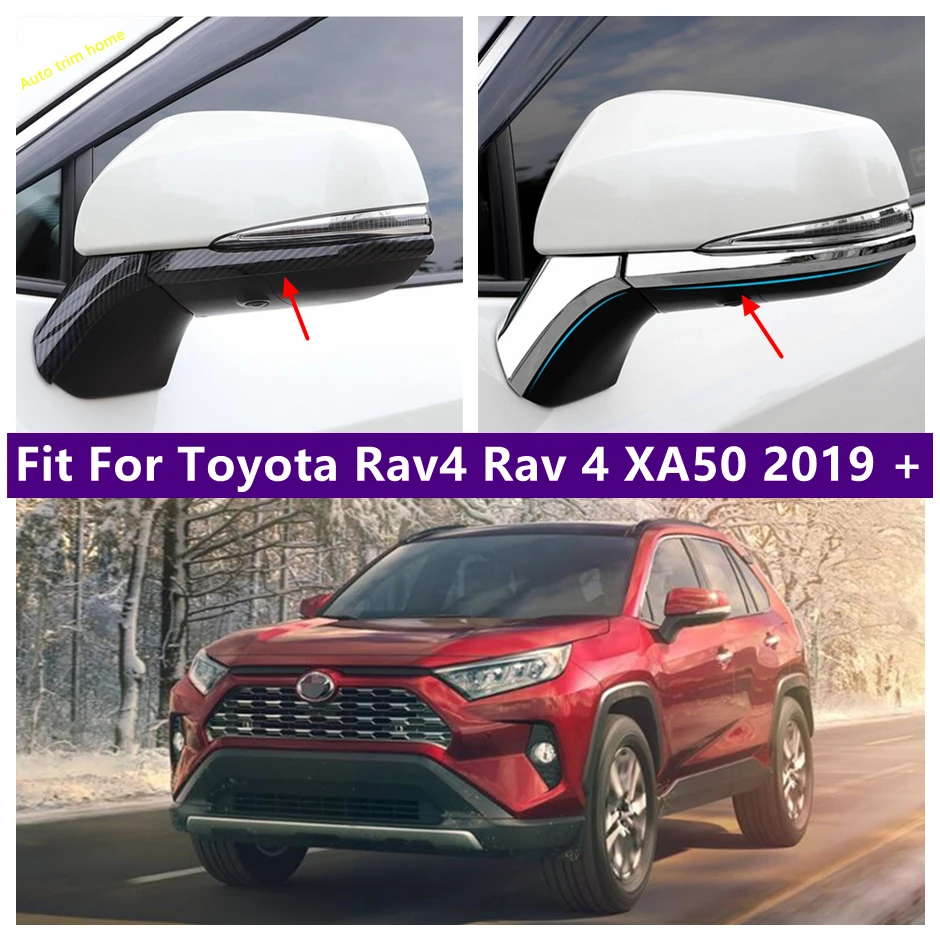 

Chrome / Carbon Fiber Look Rearview Mirror Strips Streamer Decor Cover Trim For TOYOTA RAV4 RAV 4 XA50 2019 - 2023 Accessories