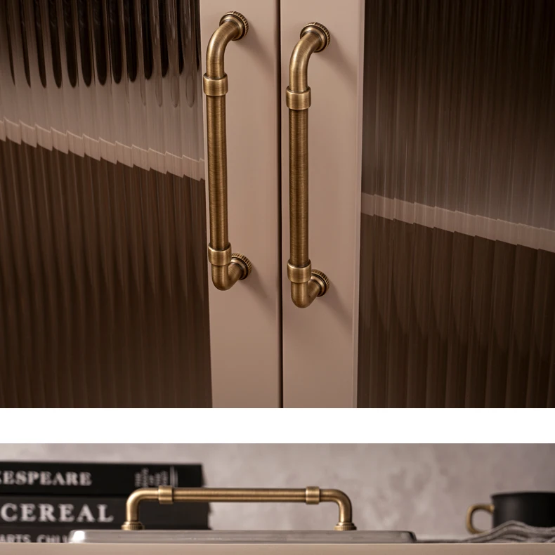 antique brass cabinet handle close up