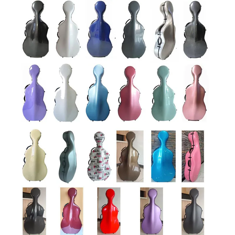 Good Price Cello Case 4/4 7/8 3/4 1/2 1/4 Carbon Fiber Reinforced Factory Direct Sale Multi-color Waterproof Cello Box