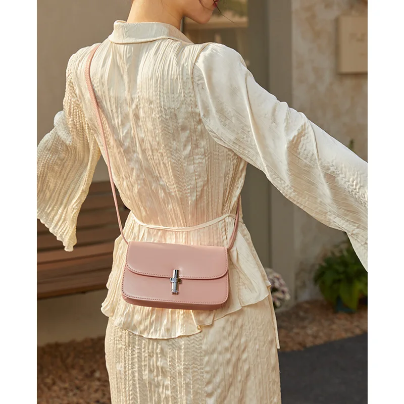 ZR DIARY Leather Saddle Bag Women Split Cowhide Shoulder Messenger Bags Flap Pocket Sewing Metal Buckle Handbag for Female W3291