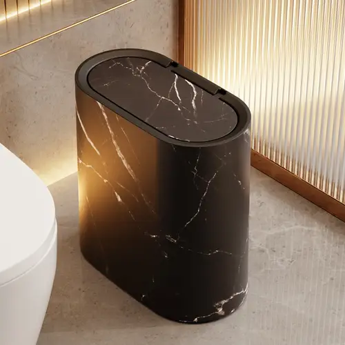 2025 New Home 12L Imitation Marble Wood Grain Manual Press Trash Can Hotel and Homestay with Lid Kitchen Living Room Waste Bins - Image 6