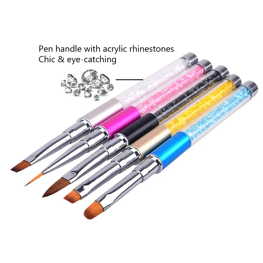 Nail Art Tools Nail Art Brush Pen Rhinestone Diamond Metal Acrylic Handle Carving Powder Gel Liquid Salon Liner with Cap
