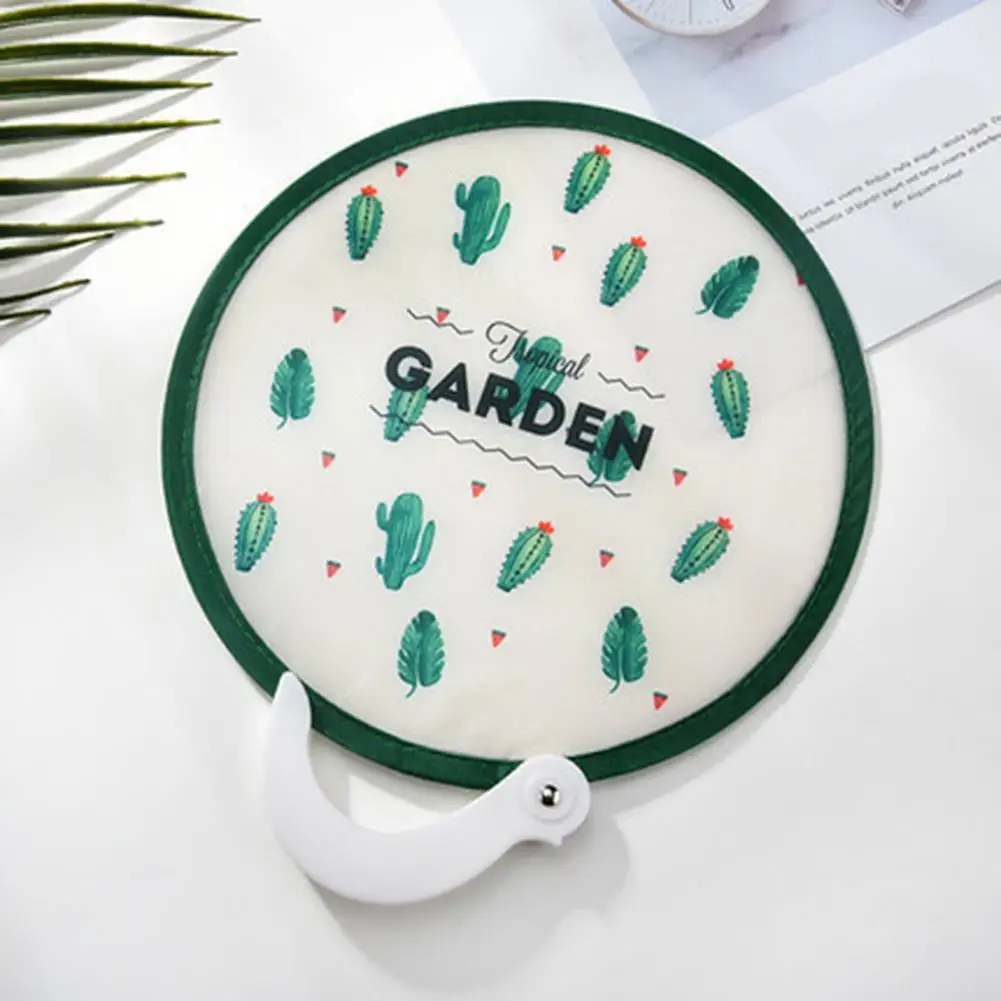 

Cartoons Hand Fan Anti-scratch Fabric Dance Performance Folding Pocket Fan Household Supplies Summer Round Fan Gift Cooling Tool