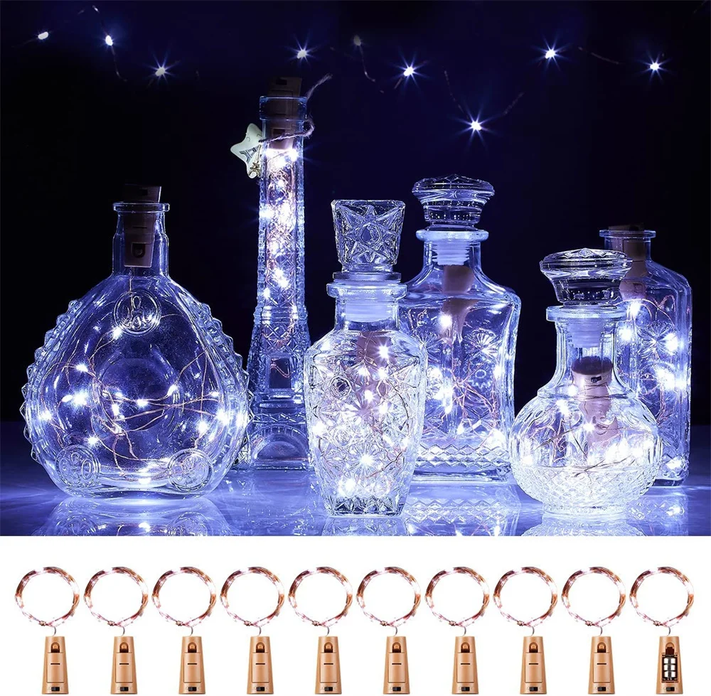 thumbnail image 1 of 20 LED 10 Packs Wine Bottle Lights Copper Wire Fairy String Light Warm White Bottle Stopper Atmosphere Lamp for Xmas Holiday, 1 of 5