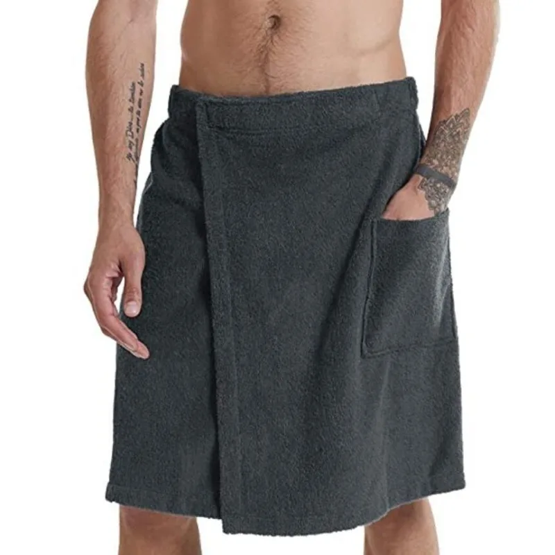 

2024 New Arrival Bath Towel Set with Magic Tape Pocket and Wearable Design for Men in Shower Room or Bathhouse wholesale