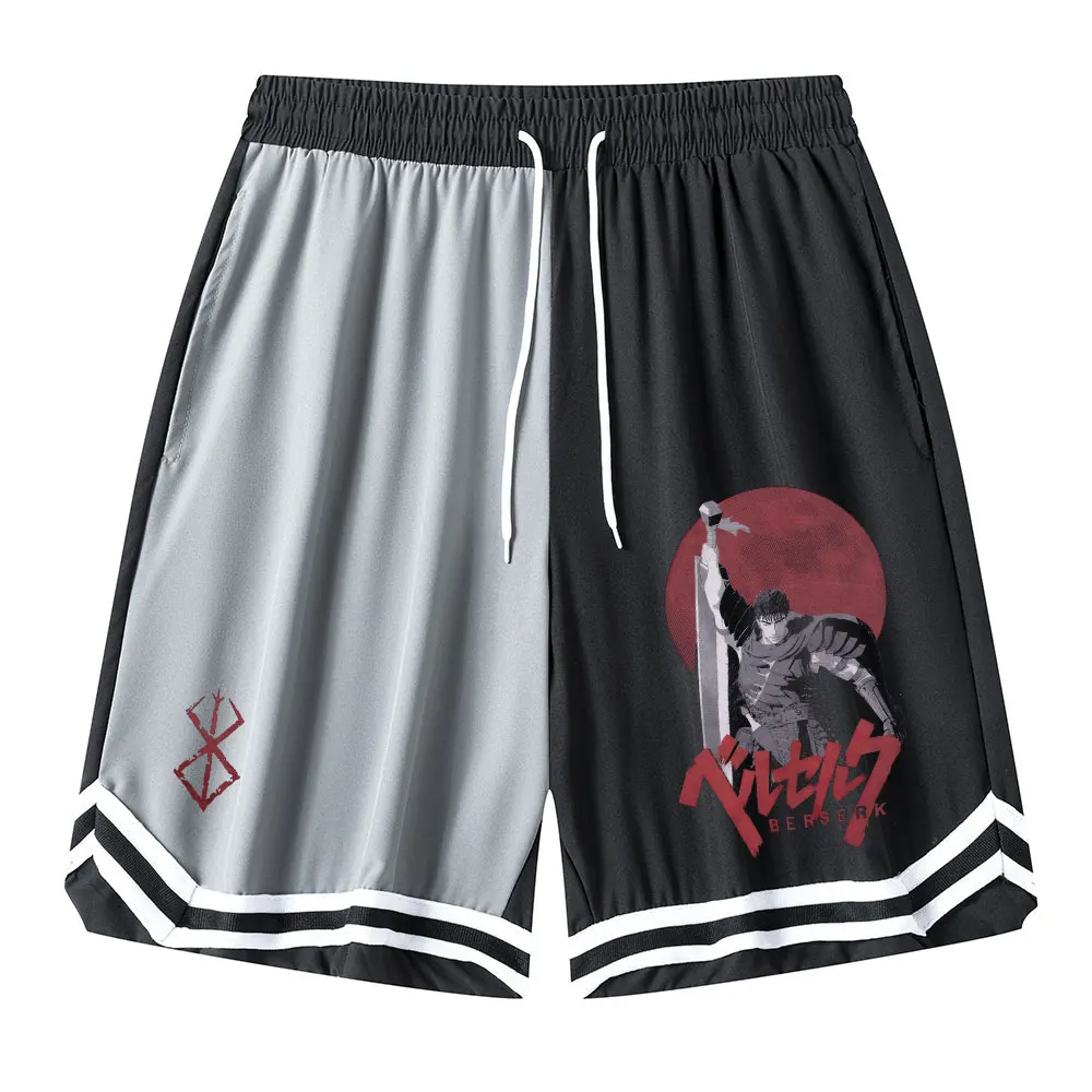 Anime Berserk Basketball Shorts Men Running Training Workout Loose Summer GYM Shorts Quick-Drying Breathable Casual Sports