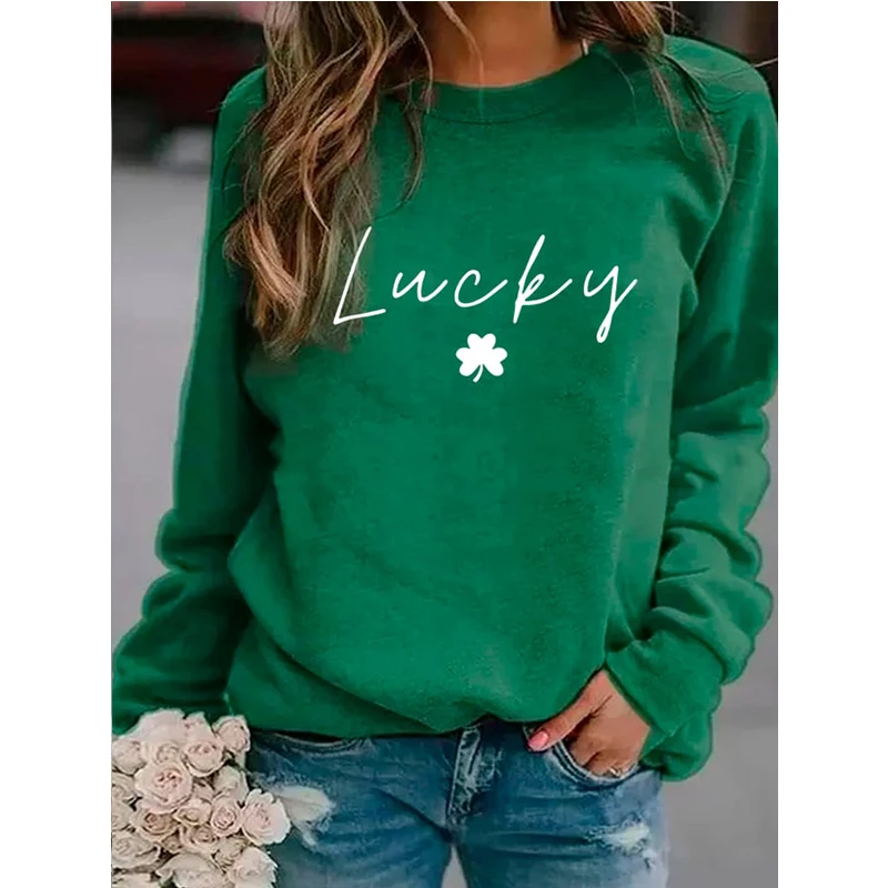 Women's Lucky Shamrock St. Patrick's Day Print Casual Sweatshirt