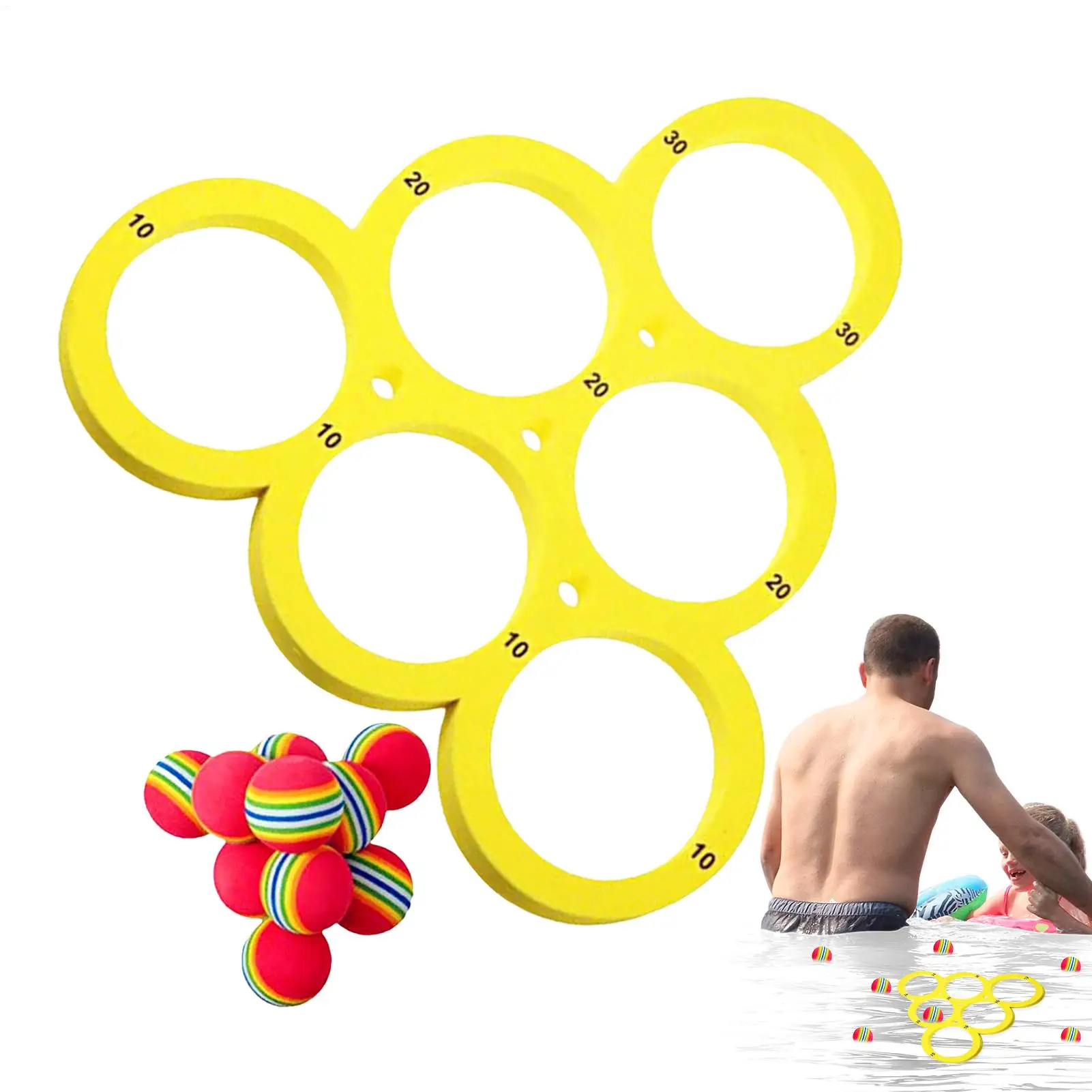 hot sale Pool Games Set with 10 Balls Pool Floating Throwing Games Floating Ring for Kids Adults Swimming Pool Water Game