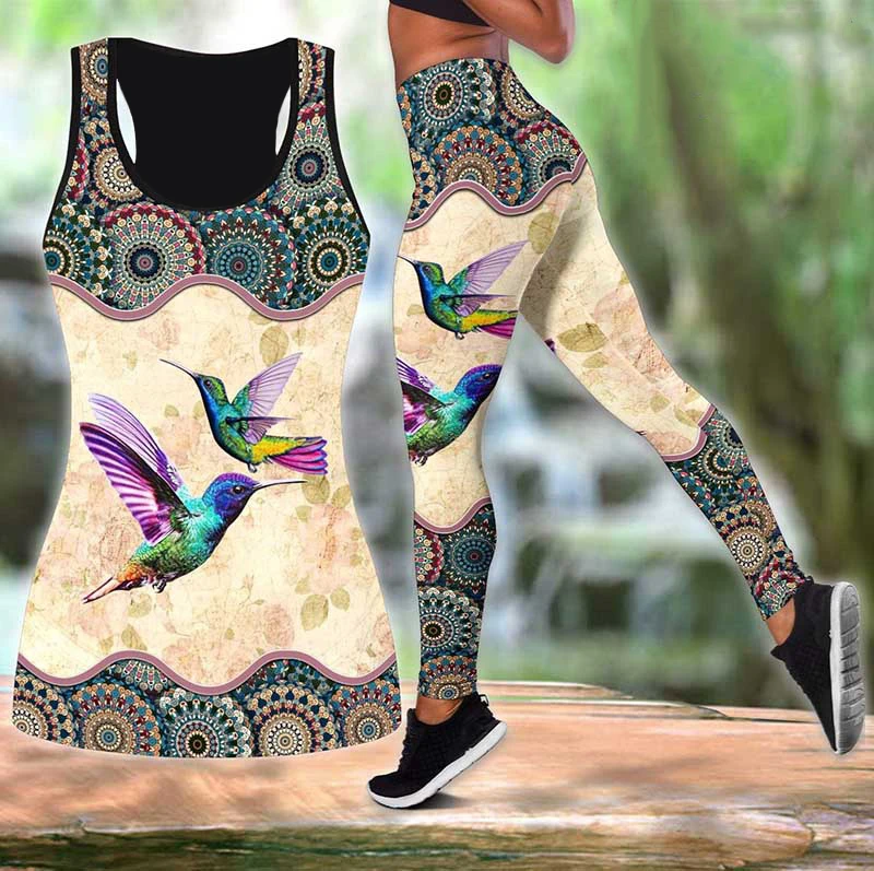 Butterfly Leopard Pattern Combo Tank-Top And Legging - Colourful Store