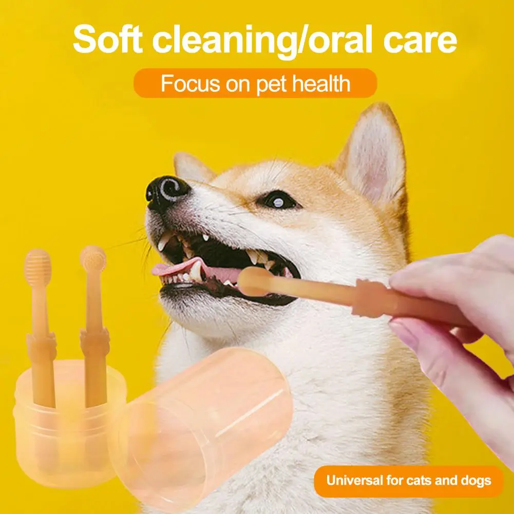 

Pet Toothbrush Cats Dogs Teeth Cleaning Brush Soft Silicone Toothbrush with Storage Box Pet Supplies Pet Kit Teeth Cleaning