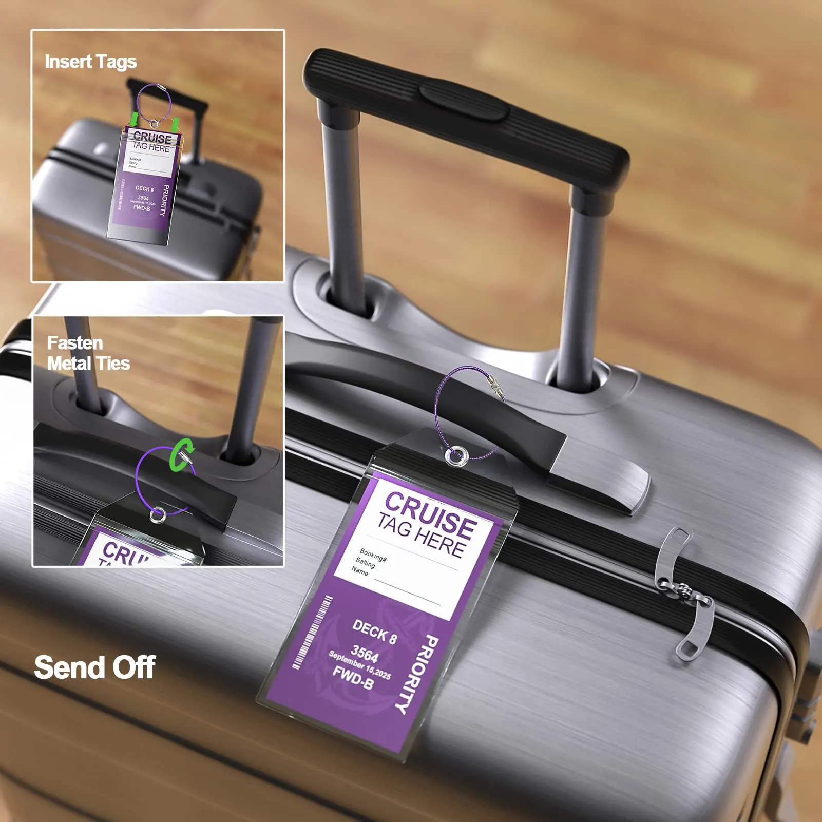 Cruise Luggage Tags Clear Luggage Tag Holder Zip Seal Steel Loop Waterproof Fits All Cruise Line 1/5/10pcs luggage tag holder
