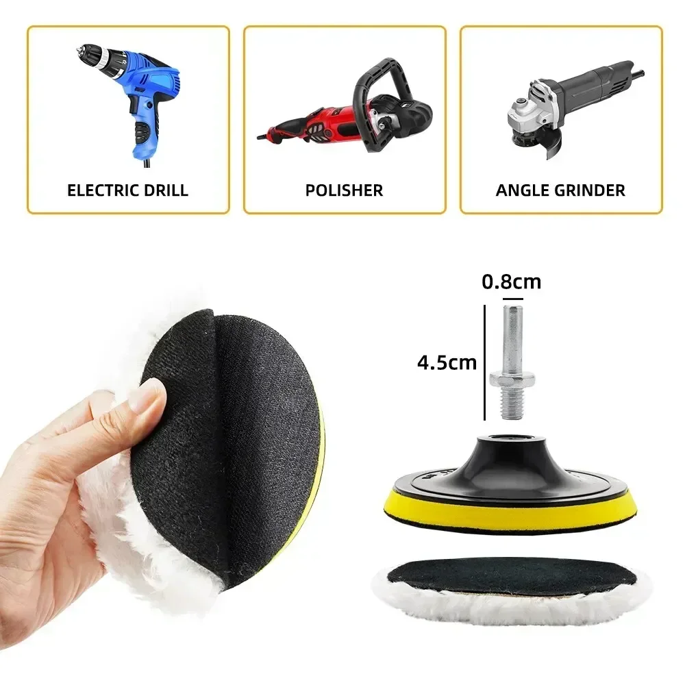 5pcs Car Wool Polishing Disc Car Waxing Polishing Buffing Tools 3in/4in/5in Car Paint Care Polisher Pads Auto Beauty Accessories