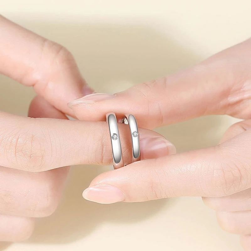 2Pieces Women Simple Joint Wedding Band Rings For Women Girls Personalised Engagement Ring Valentine's Day Gift US 8.5/7 2