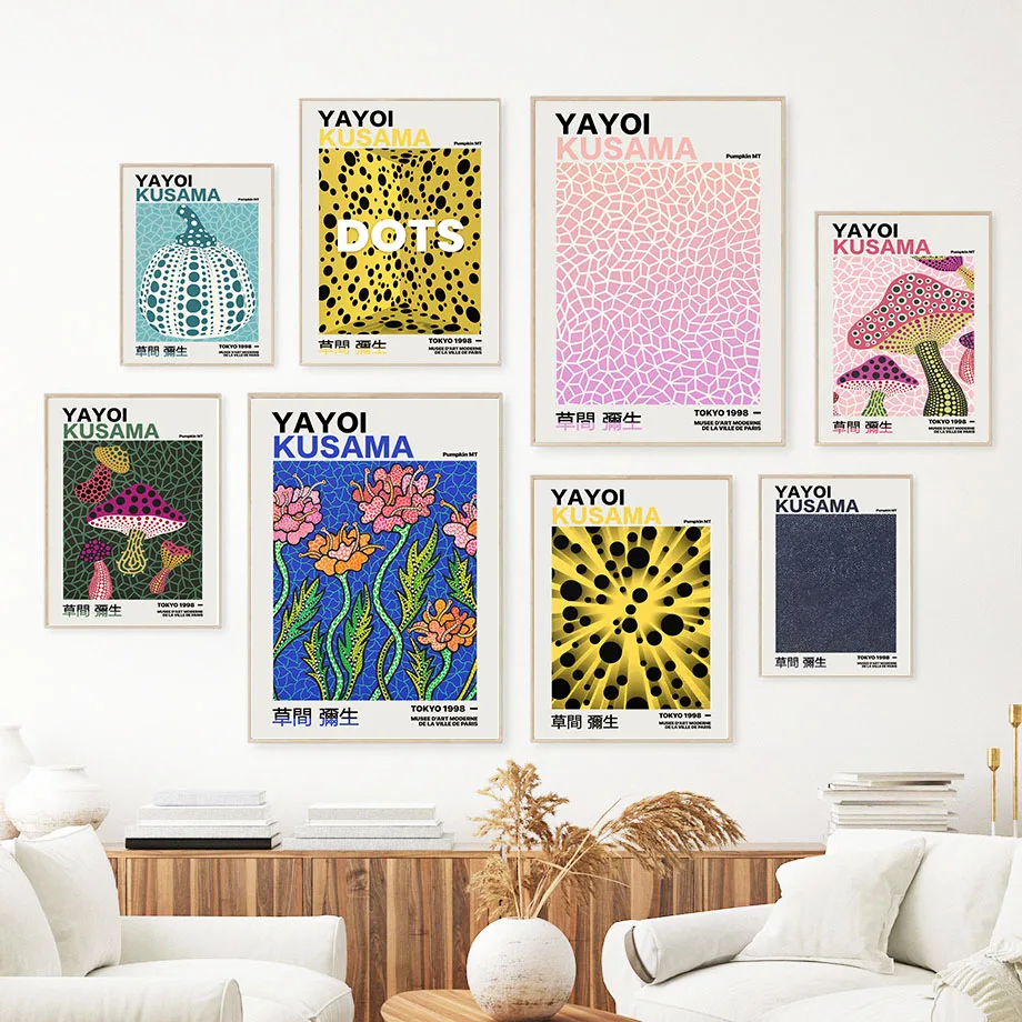 Yayoi Kusama Dots Pumpkin Retro Abstract Nordic Posters And Prints Wall Art Canvas Painting Wall Pictures For Living Room Decor