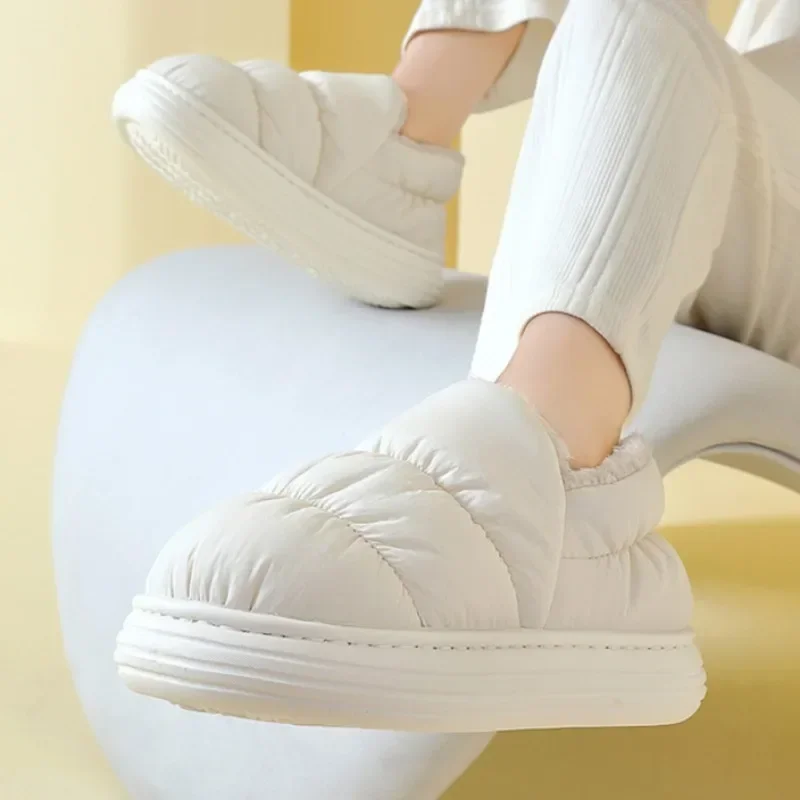Winter Slippers Men Women Thick Sole Warm Indoor Cover heel Cotton Shoes Outdoor Comfortable Waterproof Non-slip Plush Shoes
