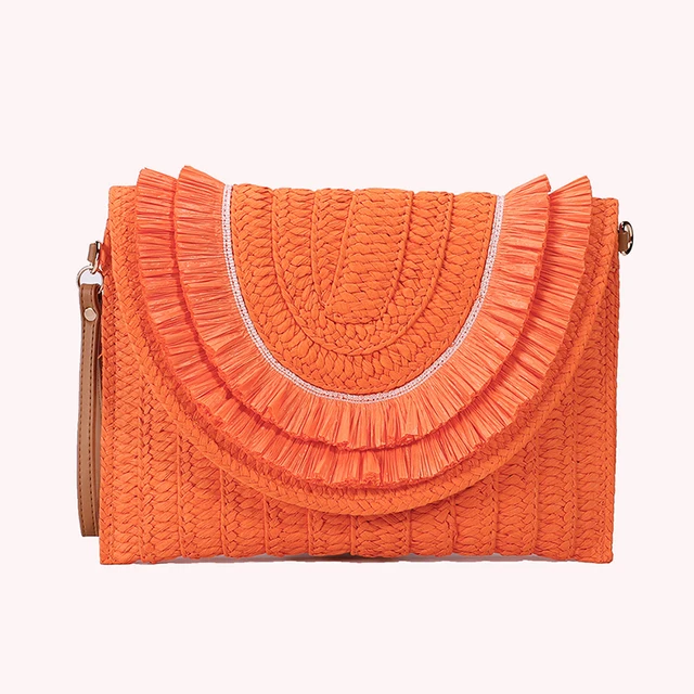 ◇Malbon Golf◇ Summer Women's Raffia Pouch ORANGE ◇Malbon Golf◇ Summer Women's Raffia Pouch ORANGE