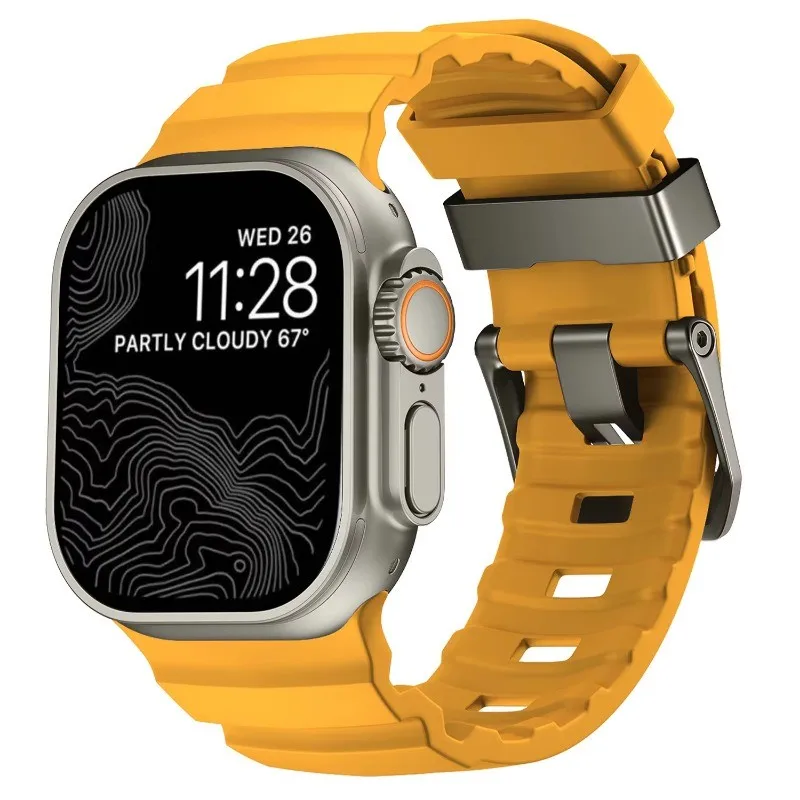 Luminous Sport Silicone & Titanium Metal Watch Band Bracelet
