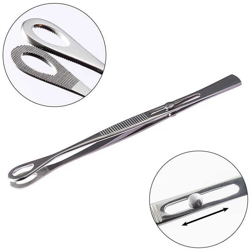 Piercing Tool 1Pc Surgical Steel Opening Closing Needle Ball Clamp Plier Different Open Shape Tweezers Piercing Professional Puncture Tool
