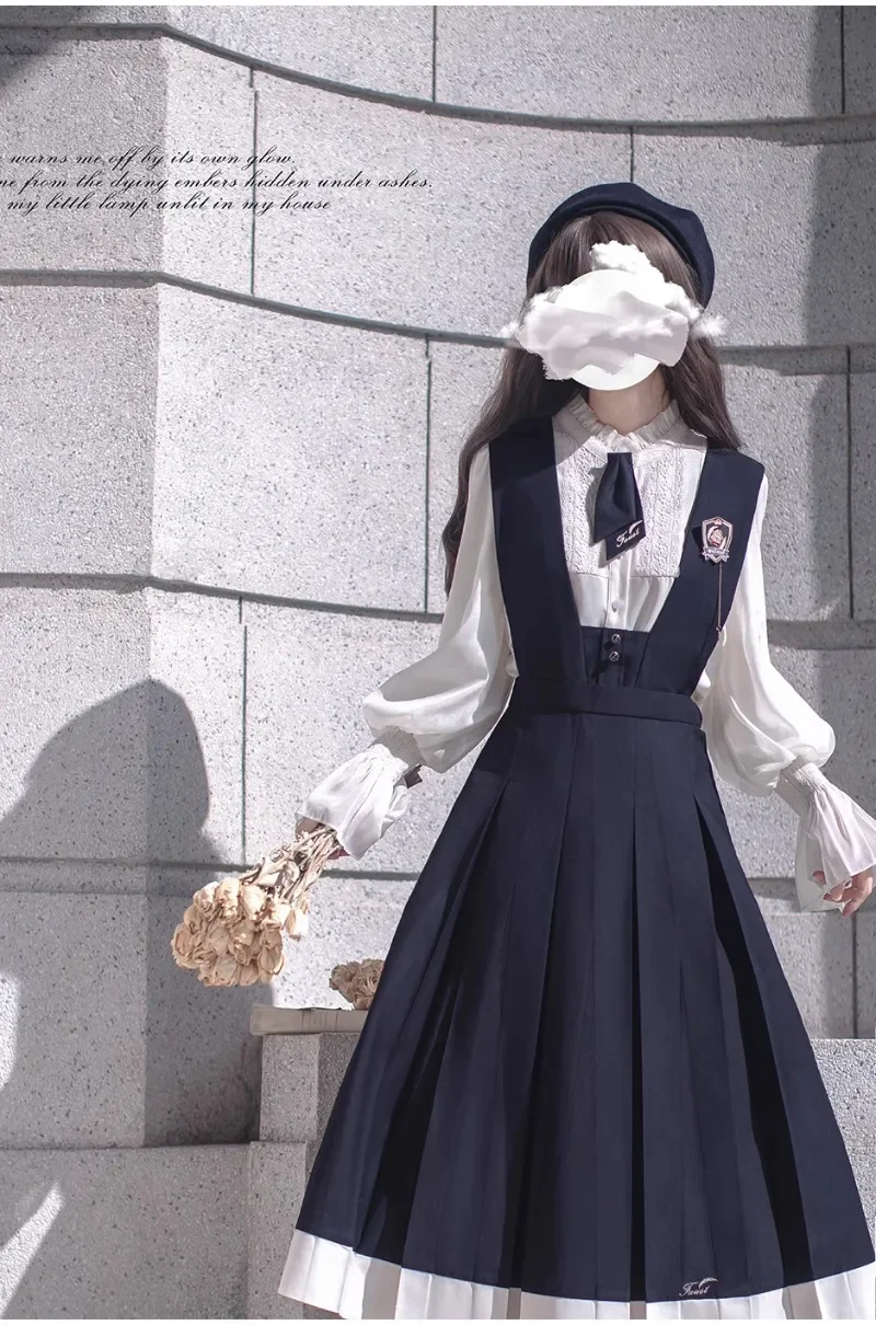 タグ付✨️vaqutaux VOYAGE ブルジョアドレスタキシードスカート Original Japanese Popular Vestido Western Uniform Retro
