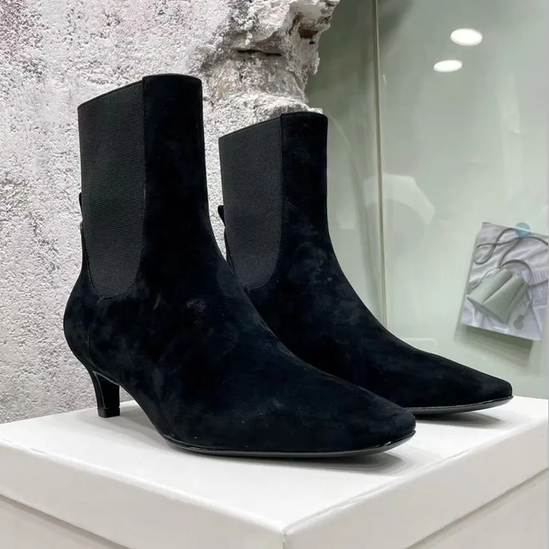 New thick soled knee boots for women, round toe elastic boots for women, one foot pointed motorcycle boots for women, long boots