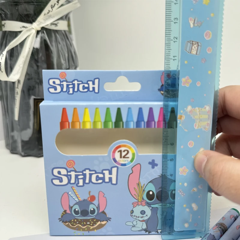 12pcs Stitch Paint Brush Set Kids Disney Anime Colour Pencil Art Painting Crayon Children Graffiti Pens Oil Painting Stick Gift - Image 6