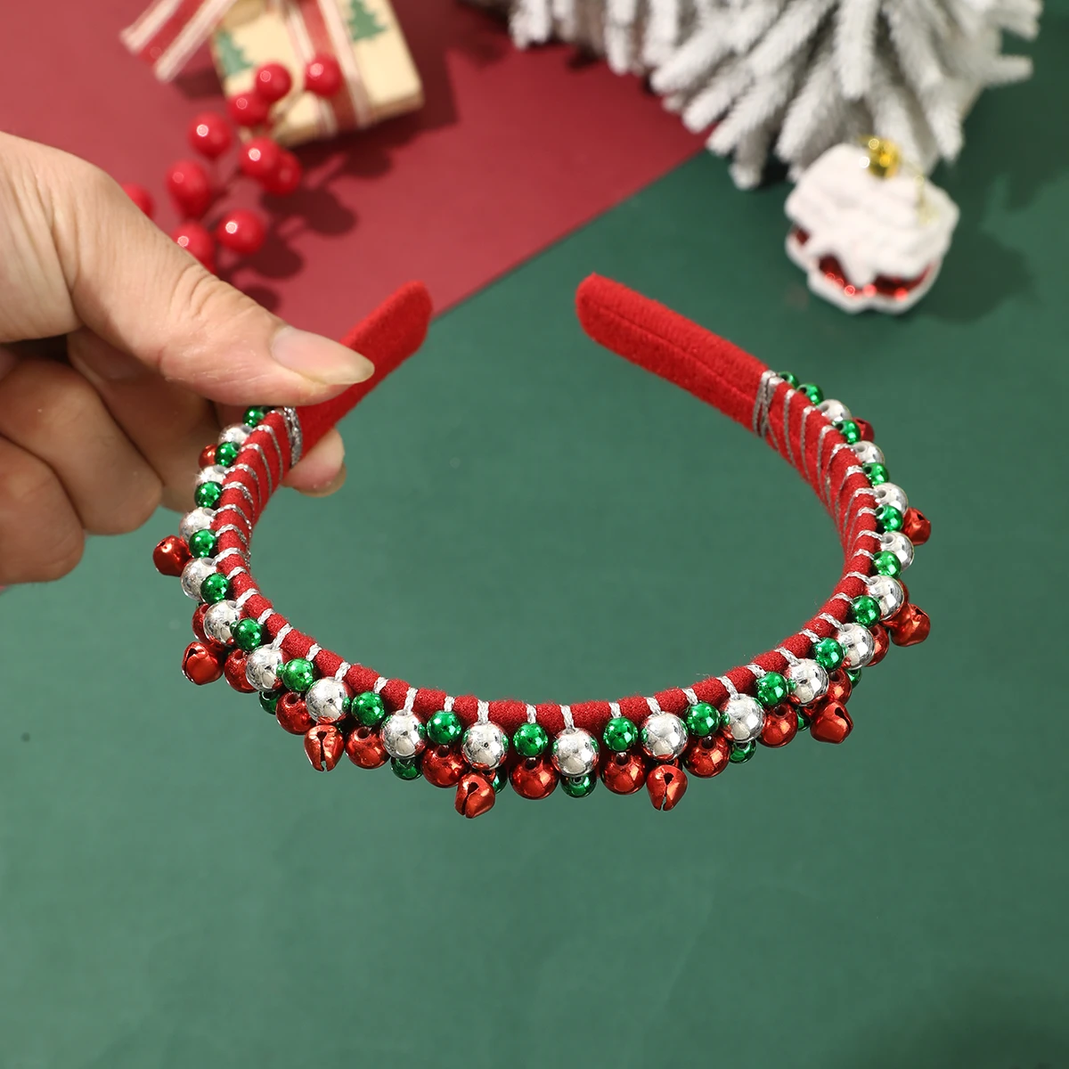1pc Christmas Bell Beads Hairband Headband Fashion Hair Hoop For Women Autumn Winter Festival Retro Temperament Hair Bands