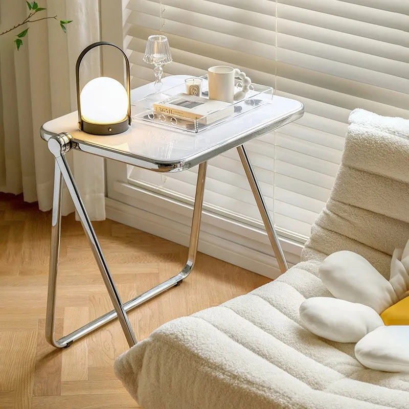 

Portable acrylic folding table transparent online celebrity ins wind bedroom balcony table and chair combination modern