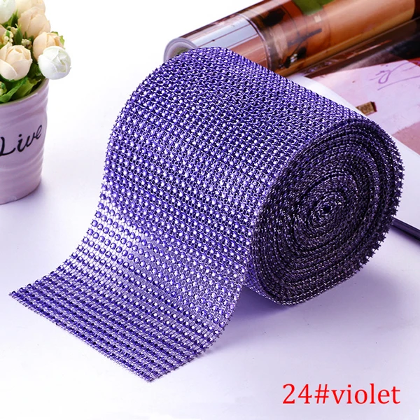 10-Yard Rhinestone Mesh Trim with 24 Rows for DIY Wedding and Party Decoration
