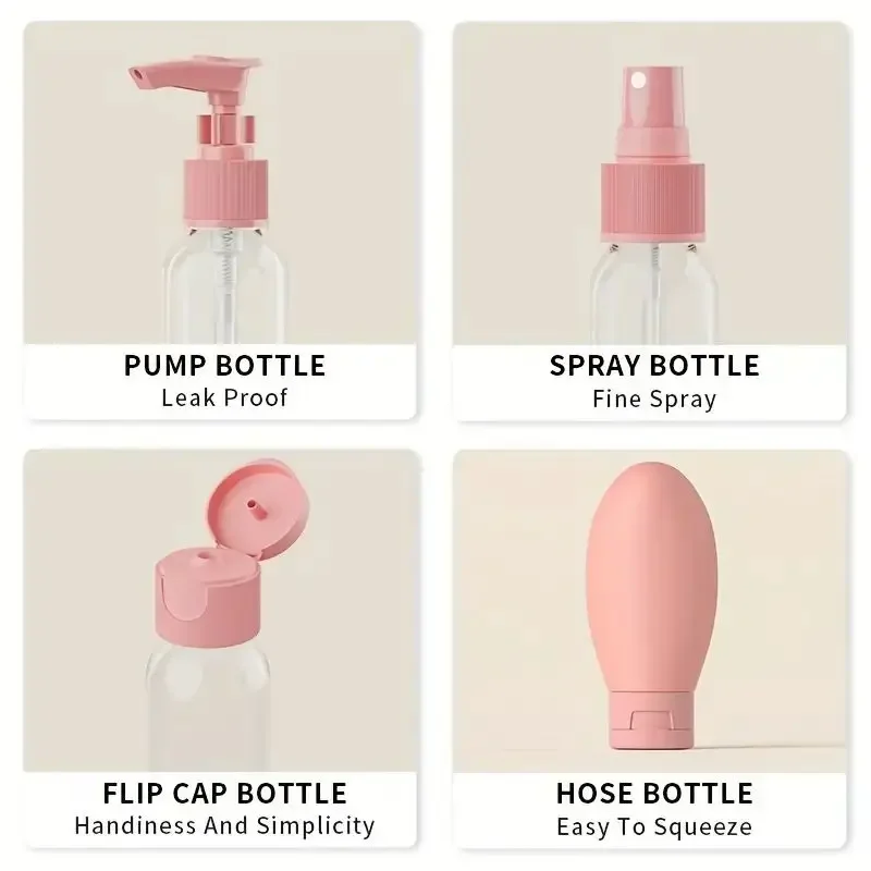 Travel Bottles Set 11pcs Travel Bottles Set With Storage Bag Travel Size Empty Liquid Cream Lotion Containers Fine Mist Spray Bottle Squeeze Tubes