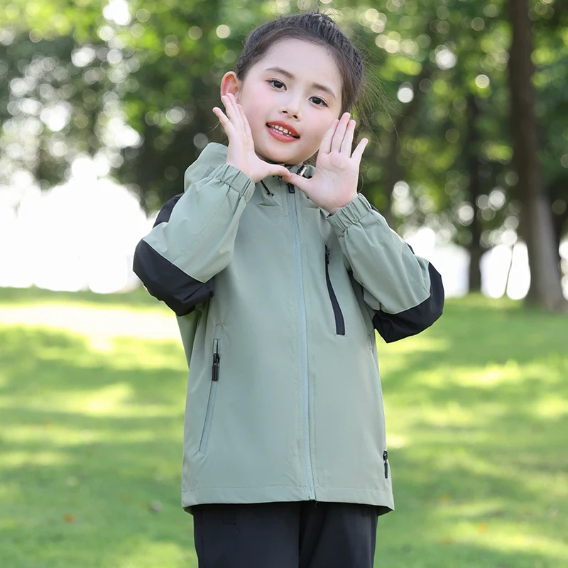 CHRLCK Parent-child Waterproof Hiking Jackets Breathable Windproof Windbreaker Boy Girl Camping Running Trekking Coats