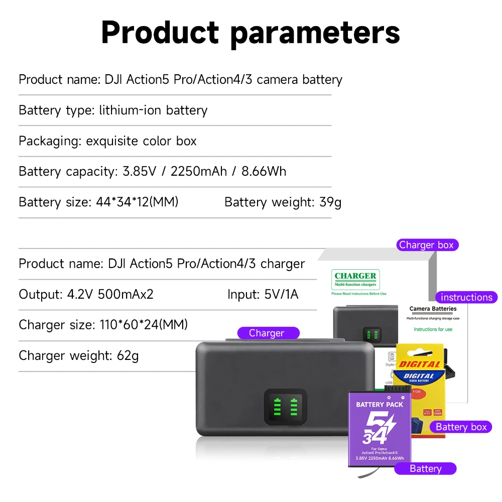 Caméra Action 360° 4K avec Batterie - Lot 1/2 PCS