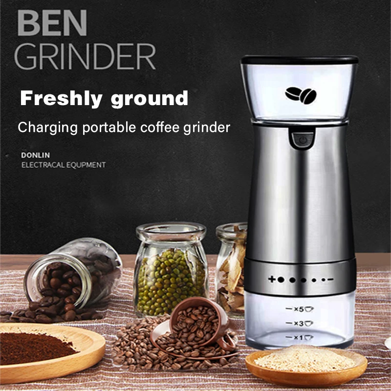 

KDL910 Electric Coffee Grinder Small USB Charging Automatic Coffee Bean Grinder Stainless Steel Coffee Bean Mill Pepper Grinding