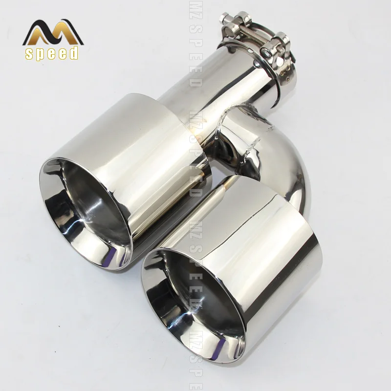 Car accessories Stainless steel h type double outlet 101mm 114mm straight side exhaust pipe tail throat