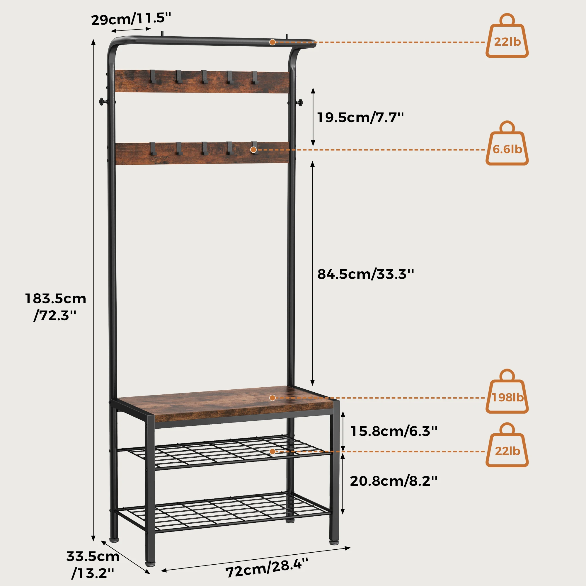 coat rack with hooks and shelves