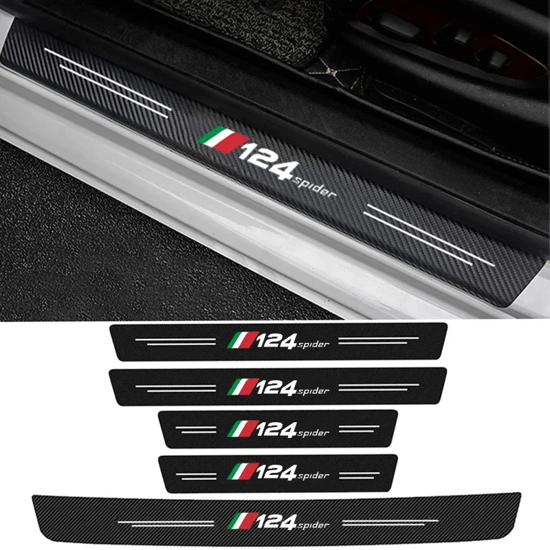 

Car Front Door Sill Scuff Plate for Fiat 124spider Badge Carbon Fiber Welcome Pedal Trunk Bumper Threshold Protector Stickers