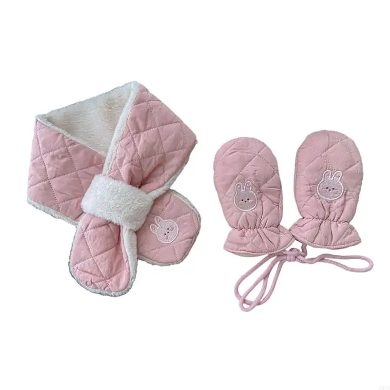 2-teiliges Set mit Schal und Fäustlingen für Babys, weiche Baumwolle, Winterzubehör für Kleinkinder von 0 bis 24 Monaten – Detail 5