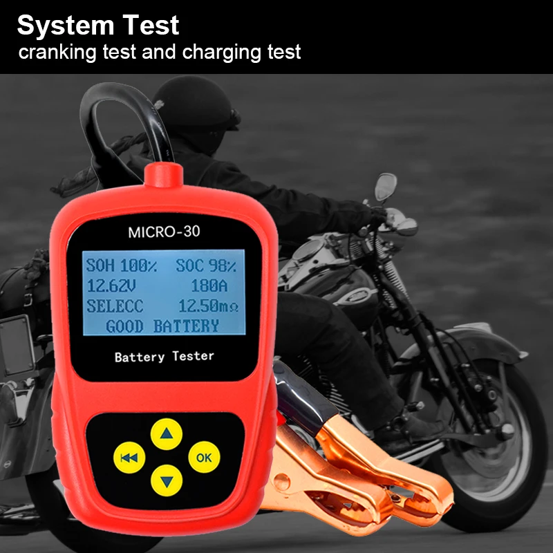 Lanol MICRO-30 12V Battery Tester Analyzer Motorcycle Battery Tester with LCD Display Digital