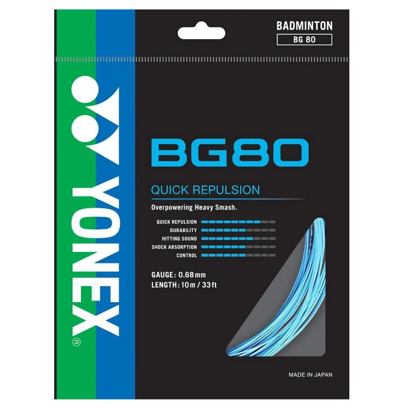 Badminton String Yonex BG80 (0.68mm) Racket Strap Endurance Training