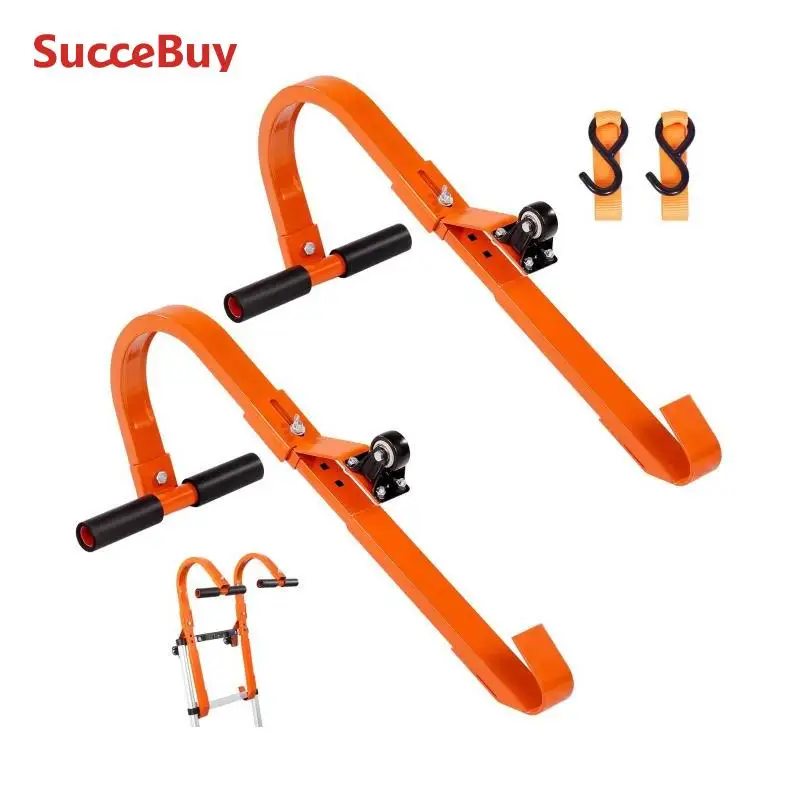 SucceBuy Orange/Black Ladder Roof Hook Heavy Duty Steel Ladder Stabilizer Roof Ridge Extension Rubber Grip T-Bar 500 lbs ladder stabilizer