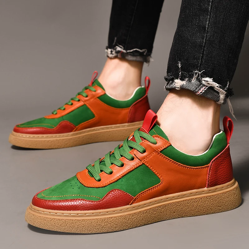 Designer Brand Men's Casual Shoes Outdoor Sports Shoes Men's Thick Soled Real Leather