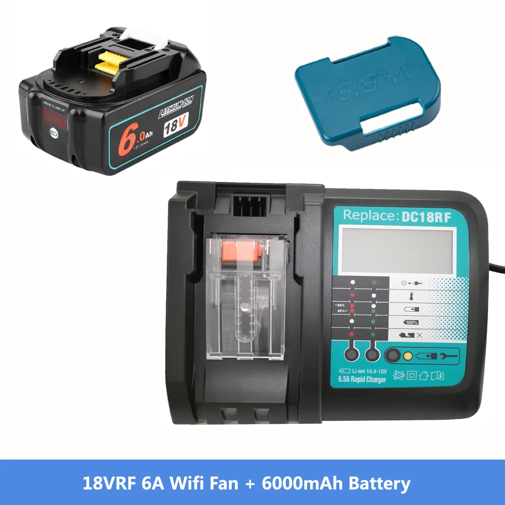 냉각 선풍기 리튬 이온 배터리 충전기, 마키타 선풍기 전동 공구, DC18RF 6A, 18V BL1830 BL1840 BL1430 BL1440