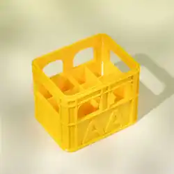Stackable 3D - Printed Mini Crate Battery Organizer (Yellow - AA)
