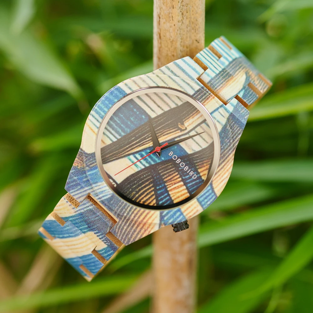 BOBO BIRD Men's Watches Bamboo Made Quartz Watch Pattern
