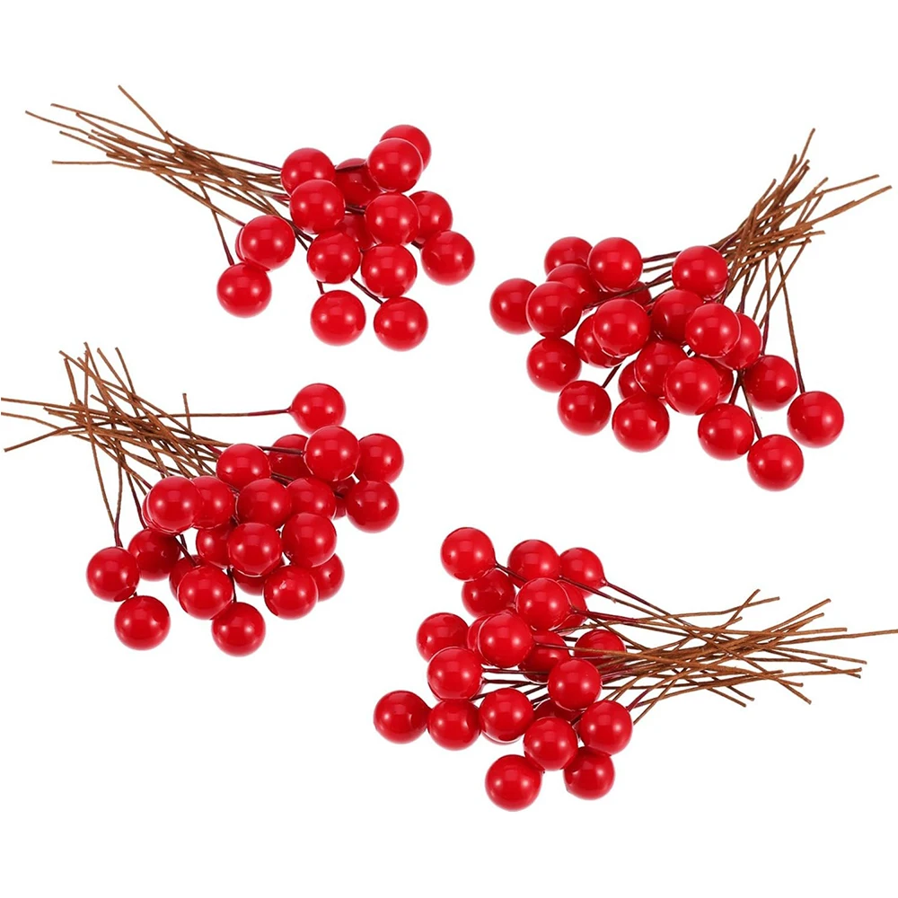 60 Stücke Künstliche Beeren 1,2 CM Gefälschte Beeren Dekor Draht Für Weihnachtsbaum Dekorationen Blumenkranz DIY Handwerk Geschenke Zubehör – Detail 7