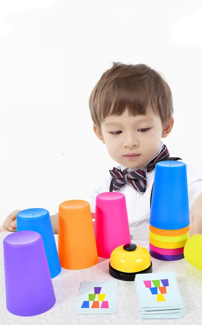 Kids Colorful Rainbow Balance Stacked Cup Thinking Training Game Toy Baby Montessori Early Education Board Game Toys Children 6