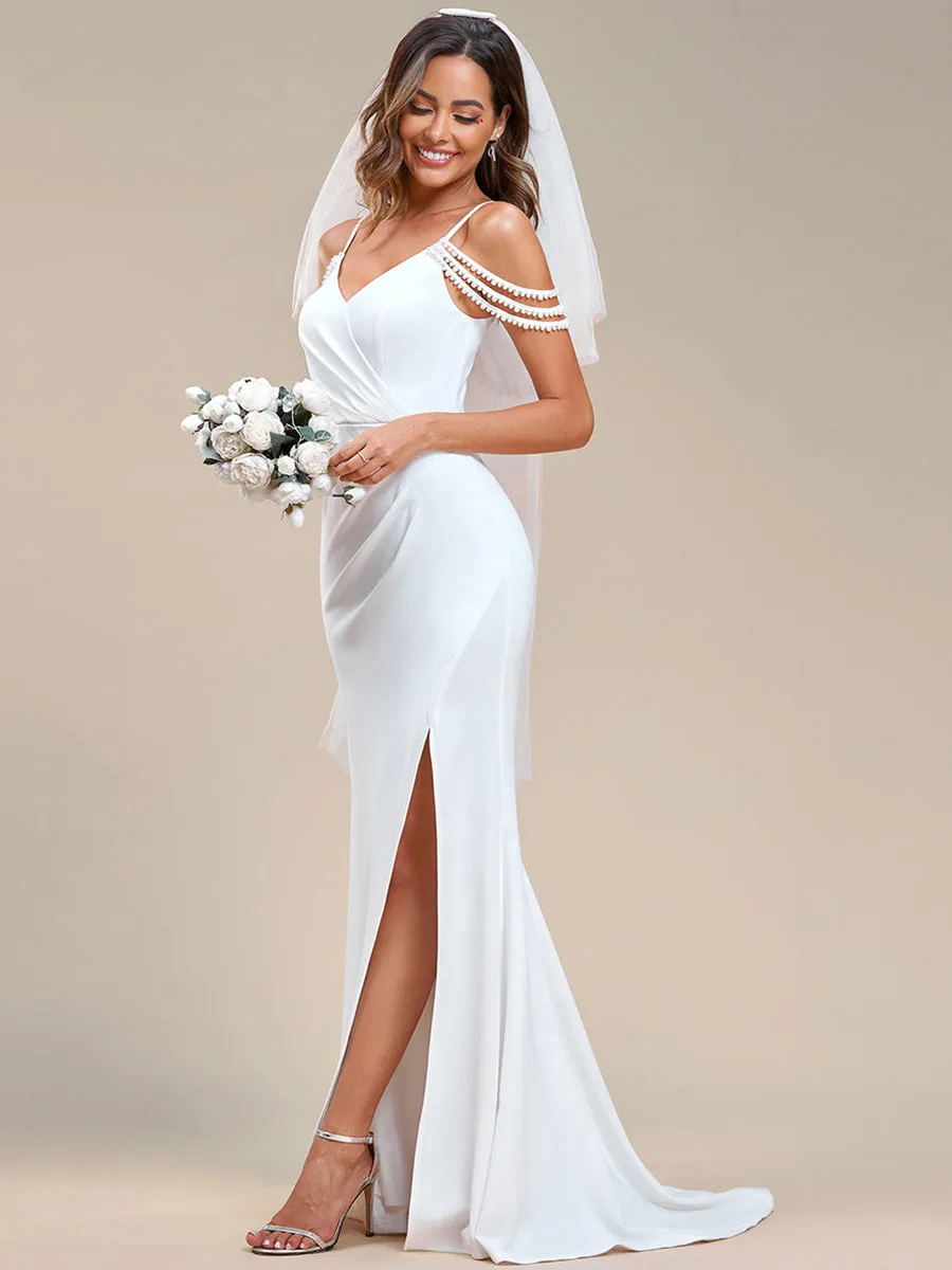 navy blue dress for baby girl Halter Neck Backless Split Emerald Green Prom Gown main image 1