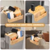 Bamboo Couch Cup Holder with Side Storage Pocket Anti-Slip Bamboo Sofa Armrest Tray Foldable Sofa Cup Holder for Cup Snack Drink 6