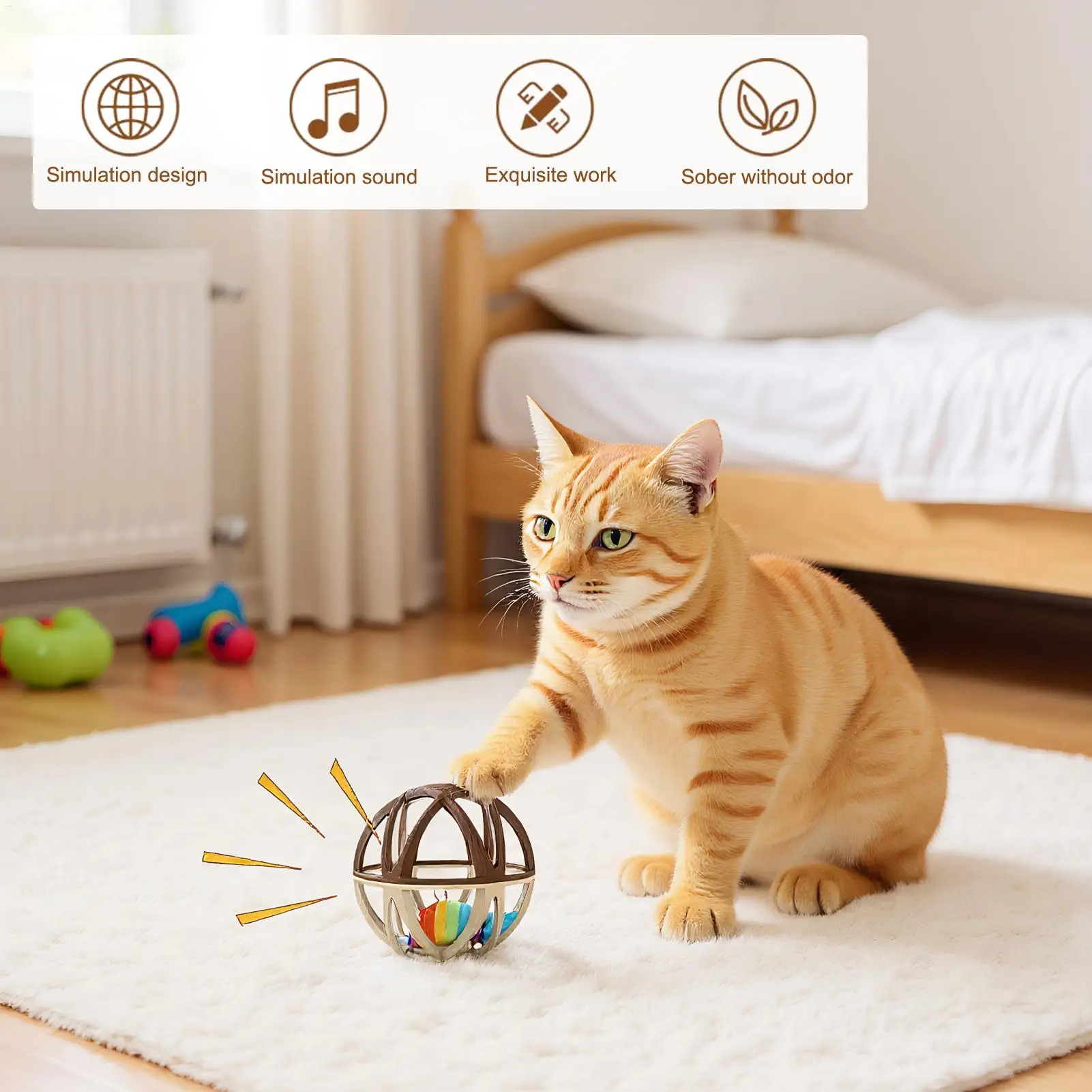 Balls for Cats Bell Ball Interactive Cat Toys Enrichment Pet Supplies for Kitten Dog Puppy Chew Indoor Cats and Kittens Toys