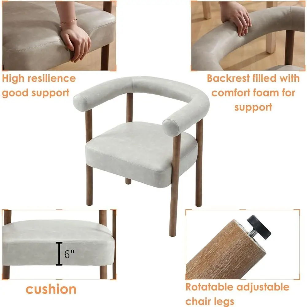 Set of 2 Modern Barrel Dining Chairs Comfortable Upholstered Armrest Accent Chair Dining Living Room Furniture 5